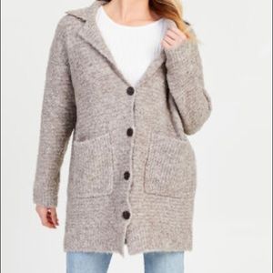 Altar'd State Taupe Knit Button-Front Cardigan